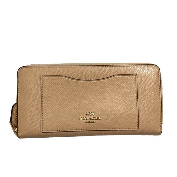 Coach creamy tan zipper clutch wallet